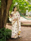 MG 483 Linen With Gold Jari Border Printed Whoesale Saree Suppliers In Mumbai